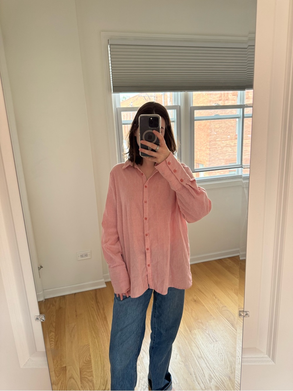 Pretty Little Thing Women’s Oversized Pink Striped Button Down